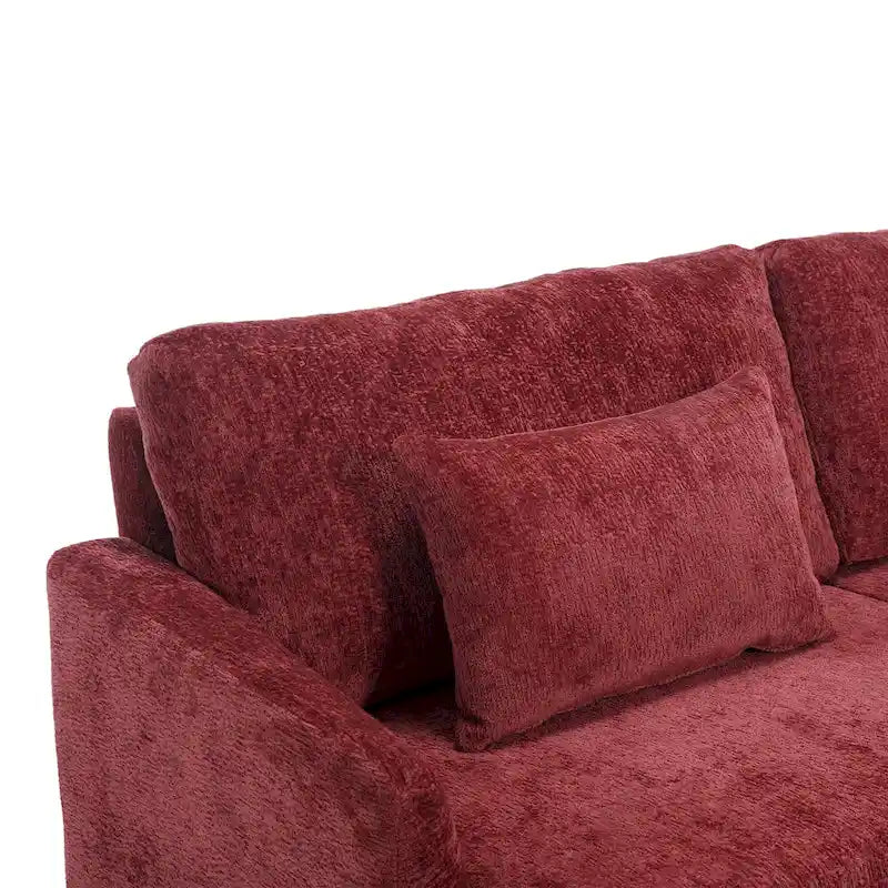 Red 68.9  Chenille 2-Seater Sofa with Detachable Cushions