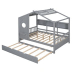 Gray Full Size Queen Upholstered Bed with Wingback Headboard and Four Drawers