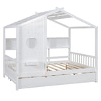 Queen Upholstered Bed with Wingback Headboard and Four Drawers