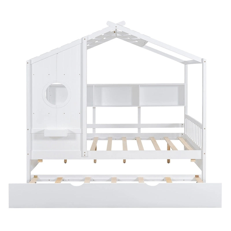 Queen Upholstered Bed with Wingback Headboard and Four Drawers