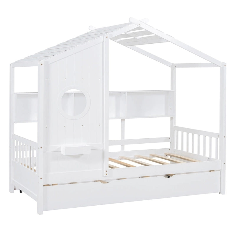 Queen Upholstered Bed with Wingback Headboard and Four Drawers