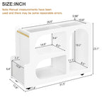 31.5  Modern Mobile End Table with 5mm Thick Fluted Tempered Glass, Lockable Wheels and Golden Round Rod