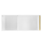 31.5  Modern Mobile End Table with 5mm Thick Fluted Tempered Glass, Lockable Wheels and Golden Round Rod