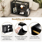 31.5  Modern Mobile End Table with 5mm Thick Fluted Tempered Glass, Lockable Wheels and Golden Round Rod
