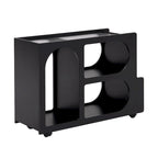 31.5  Modern Mobile End Table with 5mm Thick Fluted Tempered Glass, Lockable Wheels and Golden Round Rod
