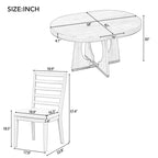 Vintage Style 5-piece Dining Set with Extendable Table and 4 Upholstered Chairs
