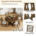 Vintage Style 5-piece Dining Set with Extendable Table and 4 Upholstered Chairs