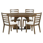 Vintage Style 5-piece Dining Set with Extendable Table and 4 Upholstered Chairs