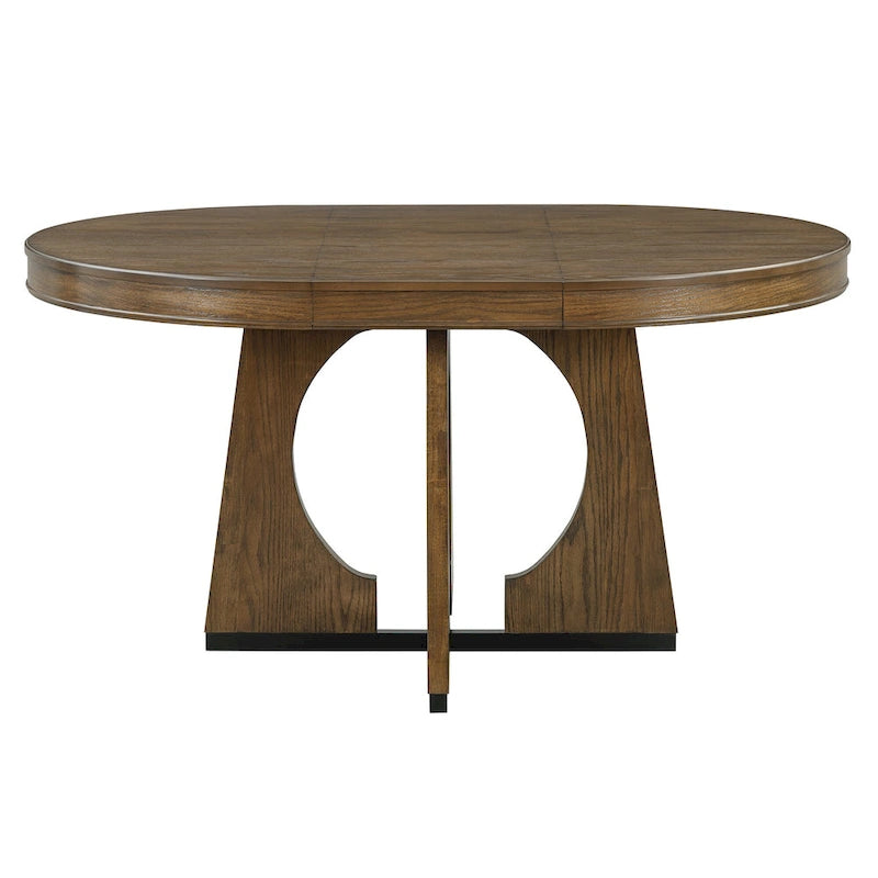 Vintage Style 5-piece Dining Set with Extendable Table and 4 Upholstered Chairs