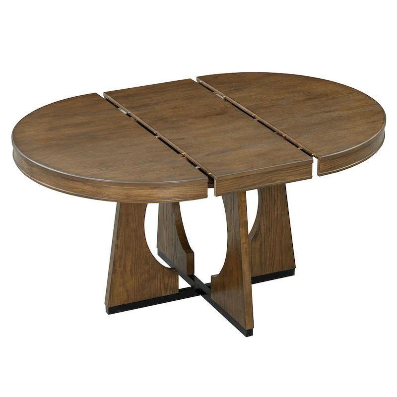 Vintage Style 5-piece Dining Set with Extendable Table and 4 Upholstered Chairs