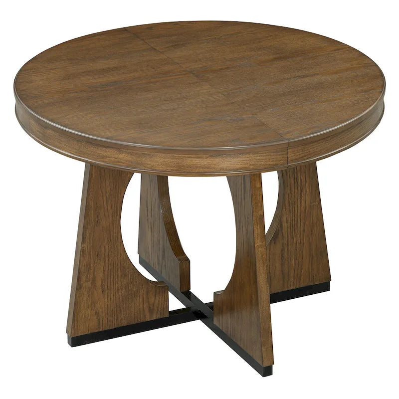 Vintage Style 5-piece Dining Set with Extendable Table and 4 Upholstered Chairs