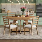 Vintage Style 5-piece Dining Set with Extendable Table and 4 Upholstered Chairs