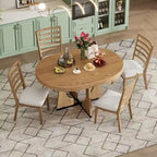 Vintage Style 5-piece Dining Set with Extendable Table and 4 Upholstered Chairs