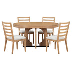 Vintage Style 5-piece Dining Set with Extendable Table and 4 Upholstered Chairs