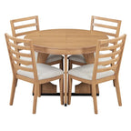 Vintage Style 5-piece Dining Set with Extendable Table and 4 Upholstered Chairs