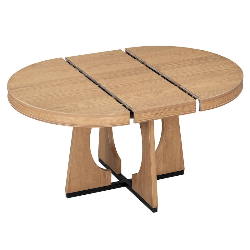 Vintage Style 5-piece Dining Set with Extendable Table and 4 Upholstered Chairs