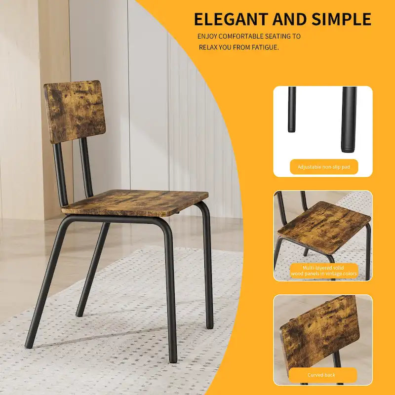 Compact 5-Piece Dining Table Set with 4 Chairs, 43  Metal Frame & MDF, Ideal for Small Spaces, Easy to Clean