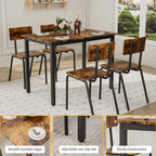 Compact 5-Piece Dining Table Set with 4 Chairs, 43  Metal Frame & MDF, Ideal for Small Spaces, Easy to Clean