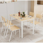 Compact 5-Piece Dining Table Set with 4 Chairs, 43  Metal Frame & MDF, Ideal for Small Spaces, Easy to Clean