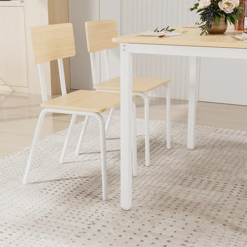 Compact 5-Piece Dining Table Set with 4 Chairs, 43  Metal Frame & MDF, Ideal for Small Spaces, Easy to Clean