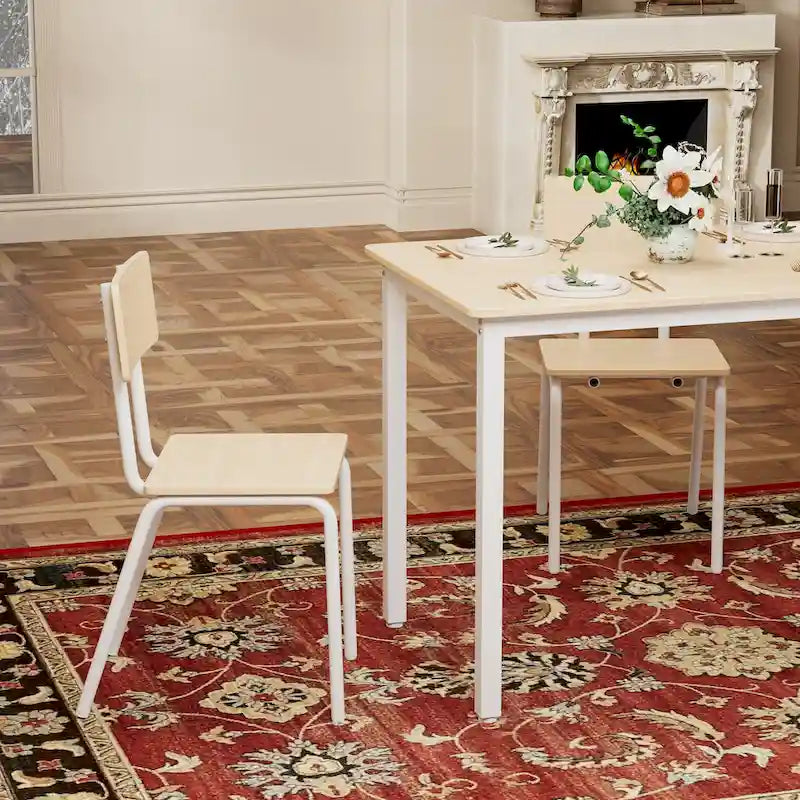Compact 5-Piece Dining Table Set with 4 Chairs, 43  Metal Frame & MDF, Ideal for Small Spaces, Easy to Clean