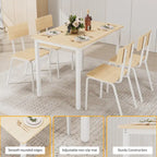 Compact 5-Piece Dining Table Set with 4 Chairs, 43  Metal Frame & MDF, Ideal for Small Spaces, Easy to Clean