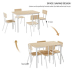 Compact 5-Piece Dining Table Set with 4 Chairs, 43  Metal Frame & MDF, Ideal for Small Spaces, Easy to Clean