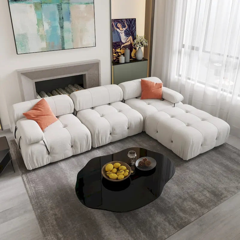 L-shape Velvet Modern Sofa Soft Couch