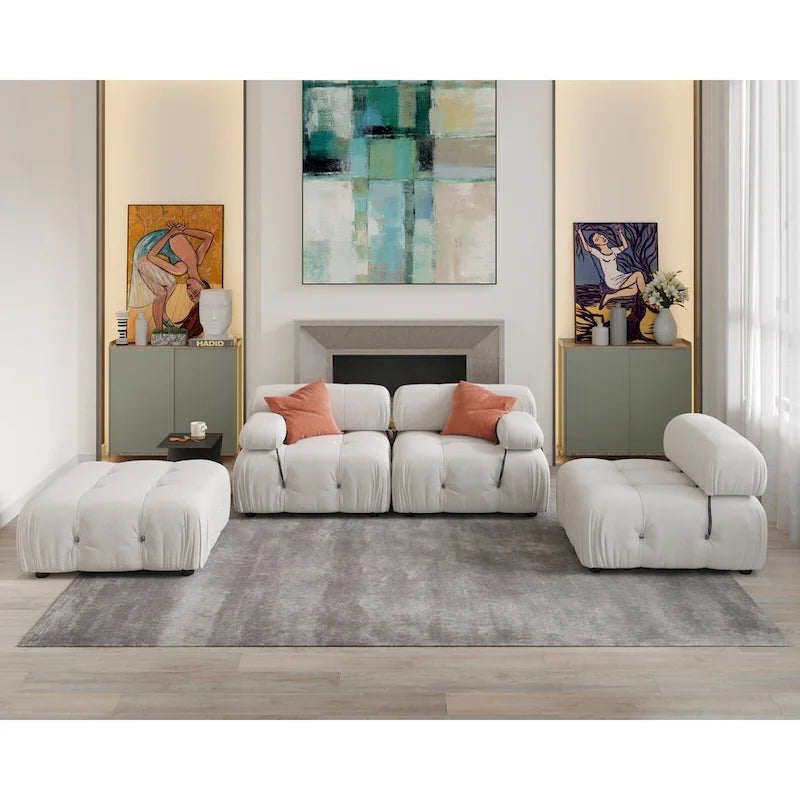 L-shape Velvet Modern Sofa Soft Couch