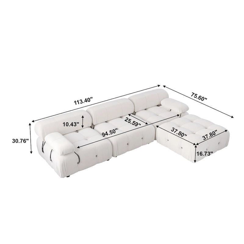 L-shape Velvet Modern Sofa Soft Couch