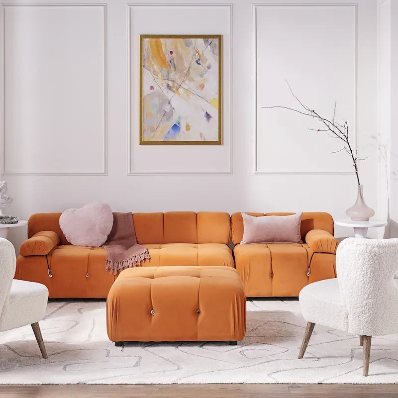 L-shape Velvet Modern Sofa Soft Couch