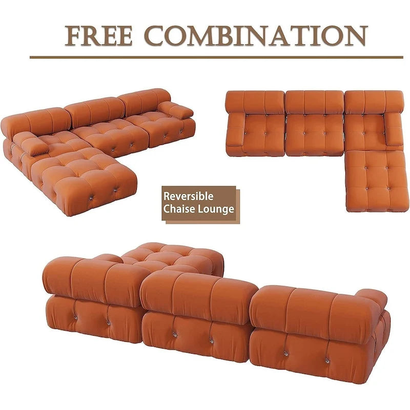 L-shape Velvet Modern Sofa Soft Couch