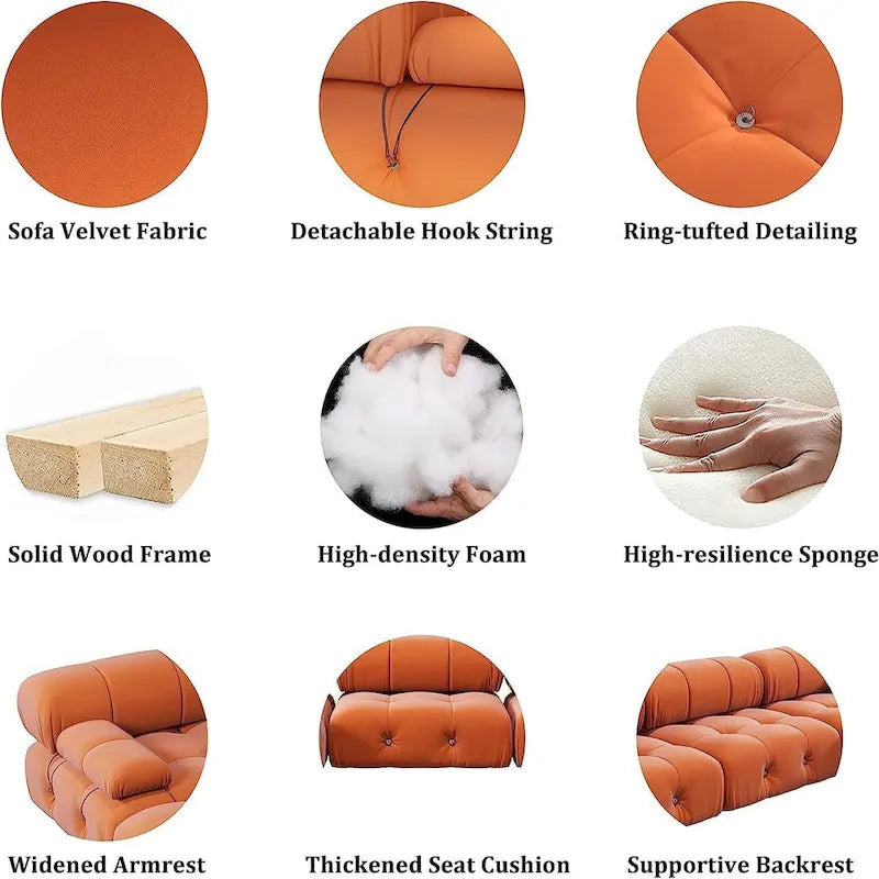 L-shape Velvet Modern Sofa Soft Couch
