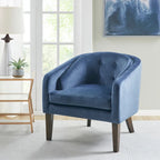 Blue Upholstered Tufted Mid-Century Accent Chair
