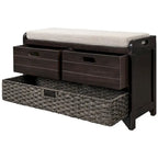 Storage Bench Entryway Bench with Removable Basket and 2 Drawers, with Removable Cushion for Living Room