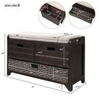 Storage Bench Entryway Bench with Removable Basket and 2 Drawers, with Removable Cushion for Living Room