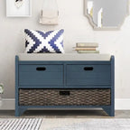 Storage Bench Entryway Bench with Removable Basket and 2 Drawers, with Removable Cushion for Living Room