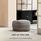 22-inch Square Pouf Ottoman - Handmade Footrest for Living Room, Bedroom, Nursery