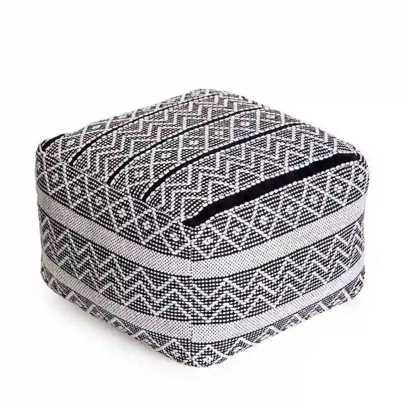 22-inch Square Pouf Ottoman - Handmade Footrest for Living Room, Bedroom, Nursery