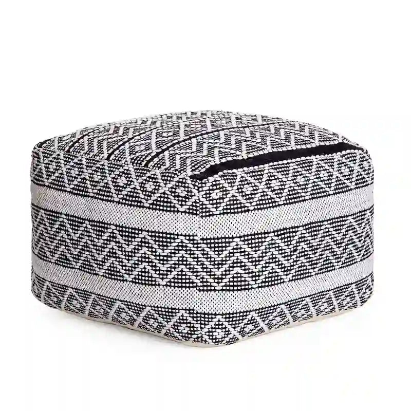 22-inch Square Pouf Ottoman - Handmade Footrest for Living Room, Bedroom, Nursery