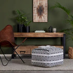 22-inch Square Pouf Ottoman - Handmade Footrest for Living Room, Bedroom, Nursery