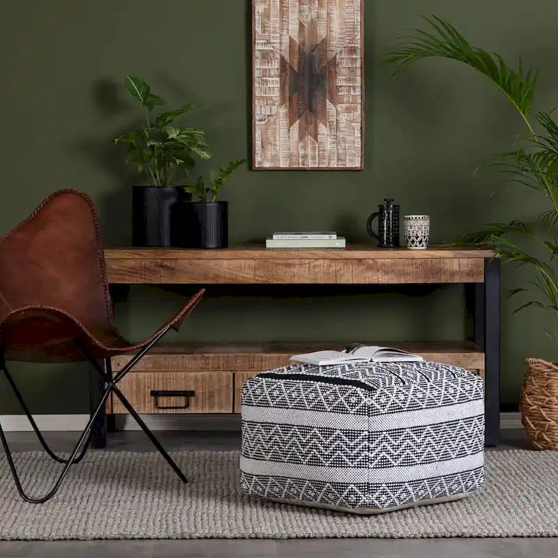 22-inch Square Pouf Ottoman - Handmade Footrest for Living Room, Bedroom, Nursery