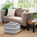 22-inch Square Pouf Ottoman - Handmade Footrest for Living Room, Bedroom, Nursery
