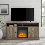 60-inch Barn Door Fireplace TV Stand