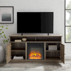60-inch Barn Door Fireplace TV Stand