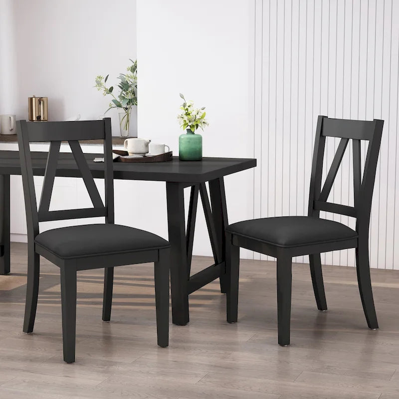 Farmhouse Upholstered Wood Dining Chairs  20.00  L x 22.75  W x 39.00  H