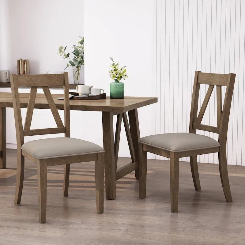 Fairgreens Farmhouse Upholstered Wood Dining Chairs (Set of 2) by Christopher Knight Home - 20.00  L x 22.75  W x 39.00  H