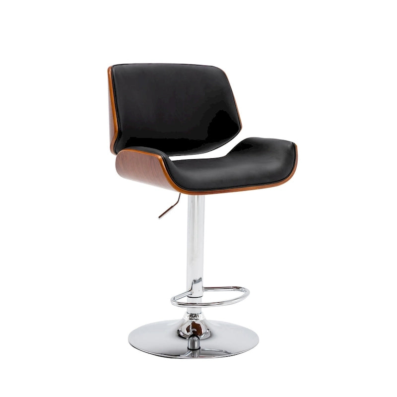 Height Adjustable Bar Stool, PU Upholstery, Chrome Base