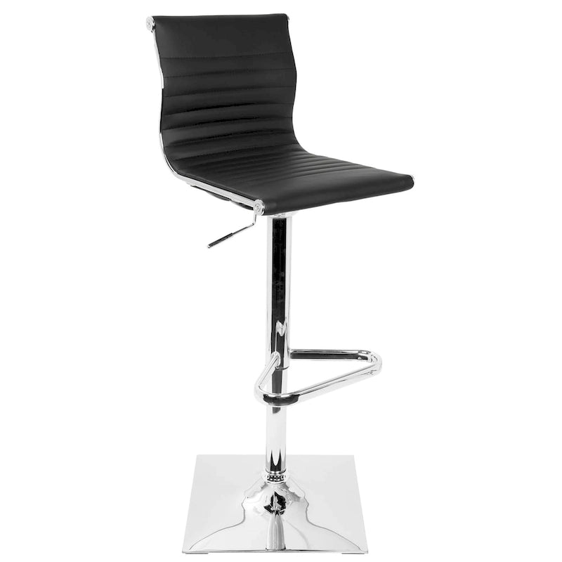 Contemporary Adjustable Bar Stool in Faux Leather