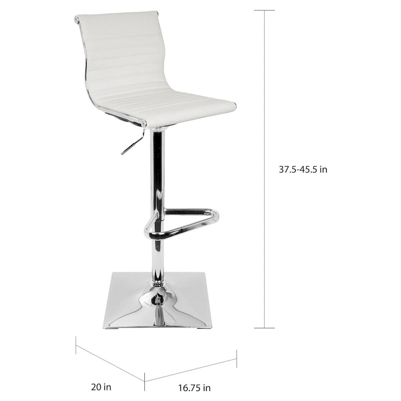 Contemporary Adjustable Bar Stool in Faux Leather
